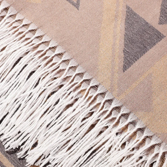 Bohemian Ethnic Scarf Wrap 2-in-1 Faux Fur Shawl