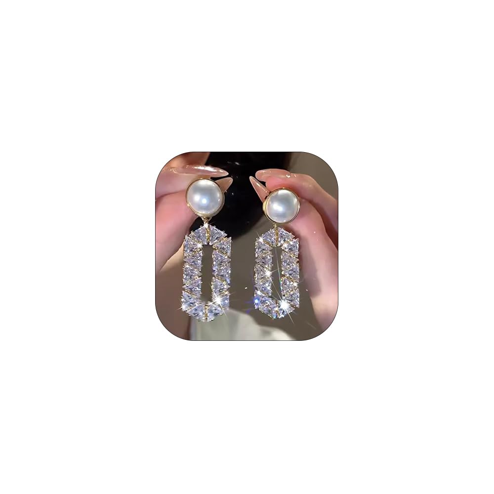 Oval Pearl Diamond Eardrops