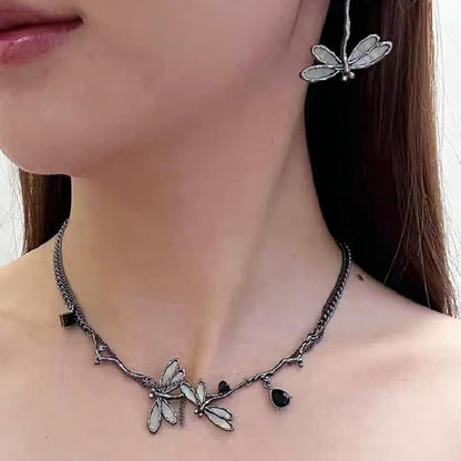 Black Dragonfly Clavicle Necklace