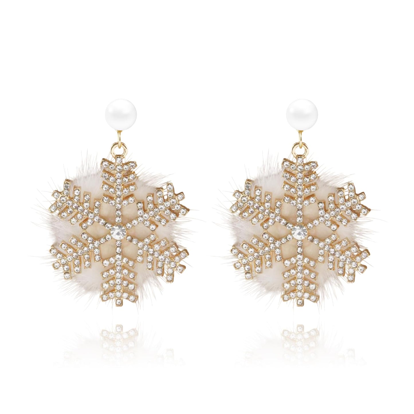 Christmas Snowflake Pearl Earrings