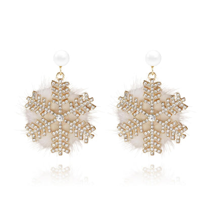 Christmas Snowflake Pearl Earrings