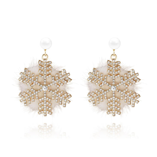 Christmas Snowflake Pearl Earrings