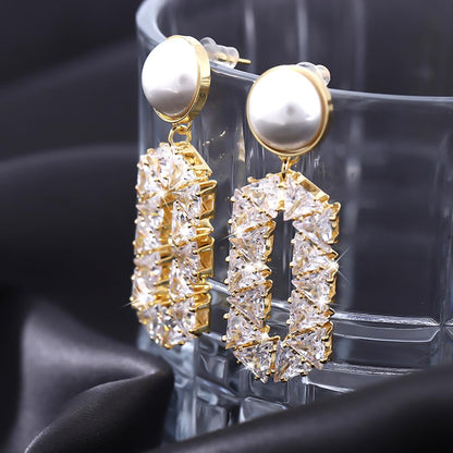 Oval Pearl Diamond Eardrops