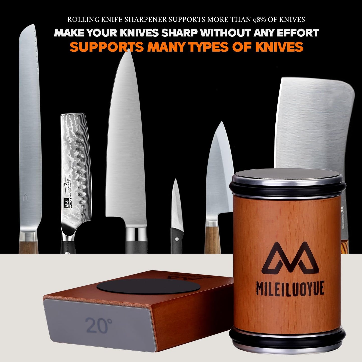 Knife Sharpener Tool 15°/20° Ceramic Rolling Kit