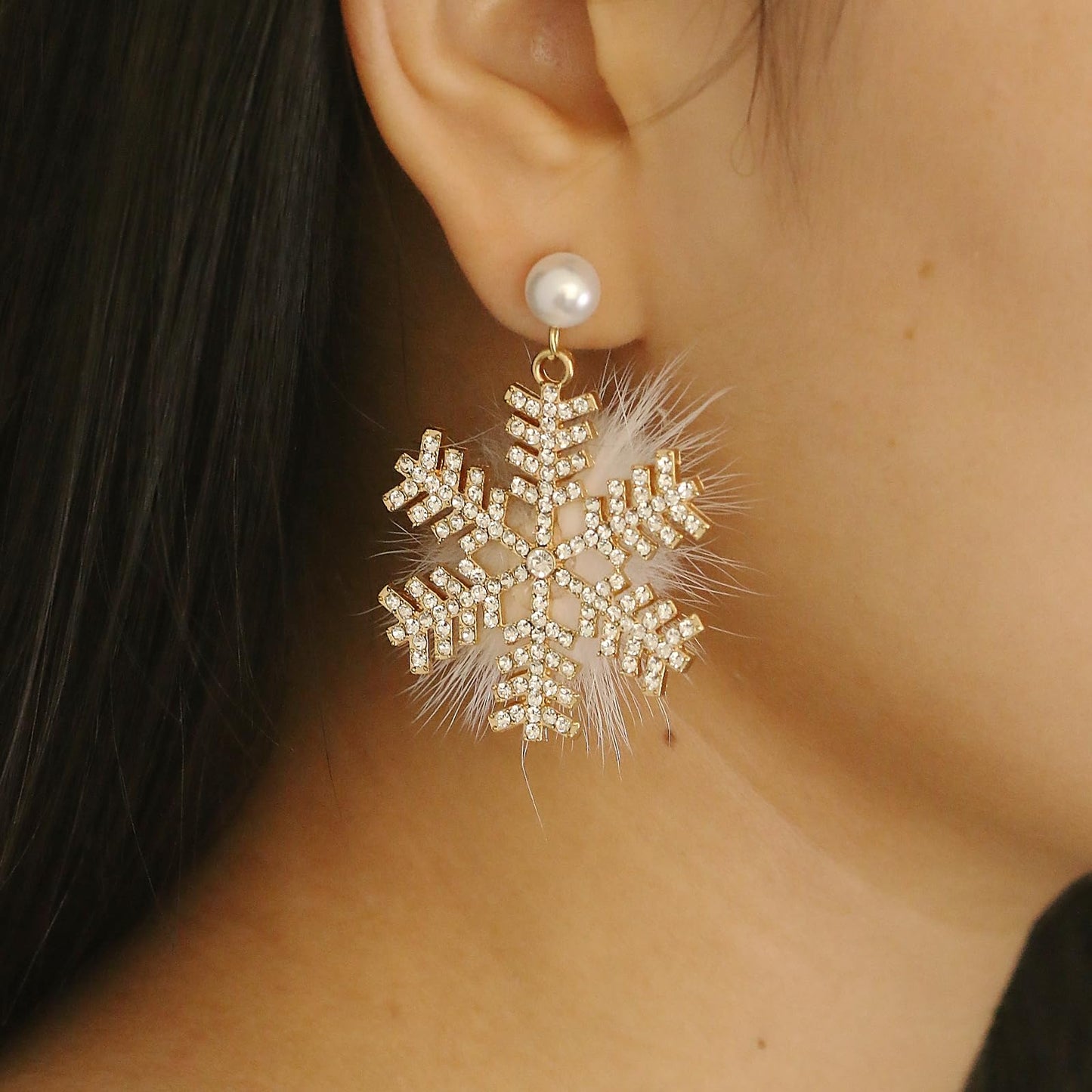 Christmas Snowflake Pearl Earrings