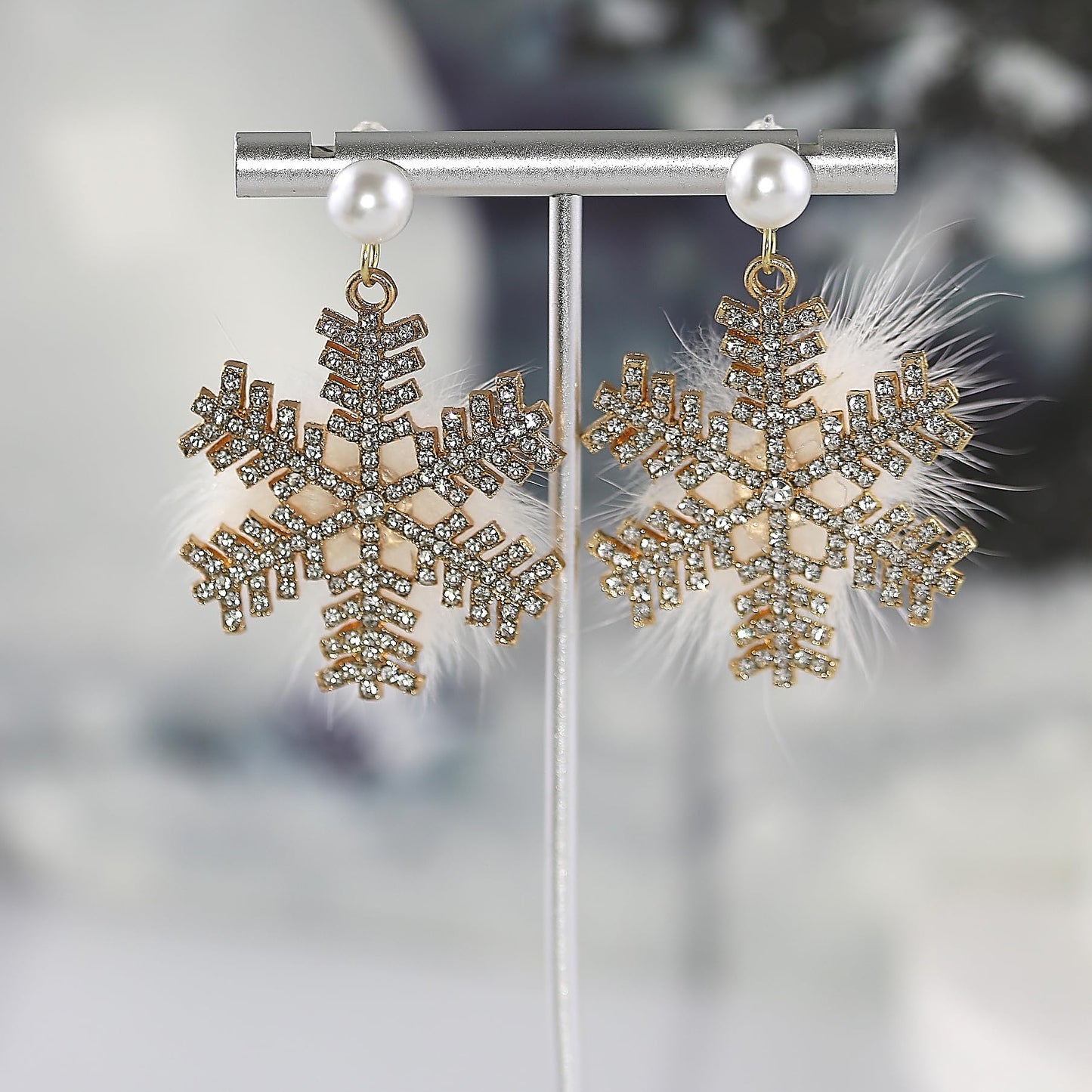 Christmas Snowflake Pearl Earrings