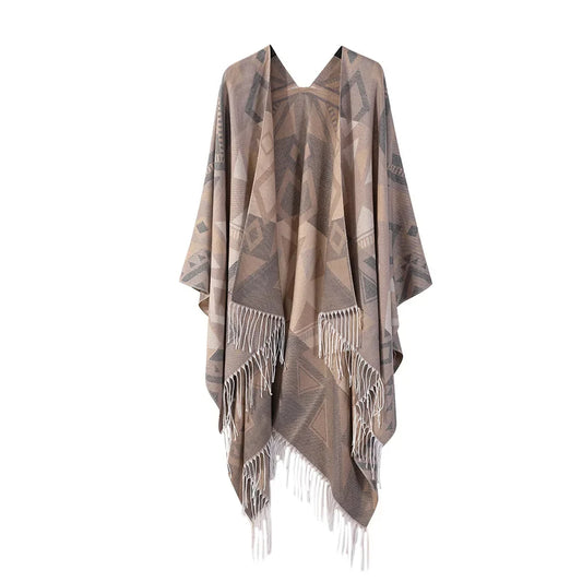 Bohemian Ethnic Scarf Wrap 2-in-1 Faux Fur Shawl